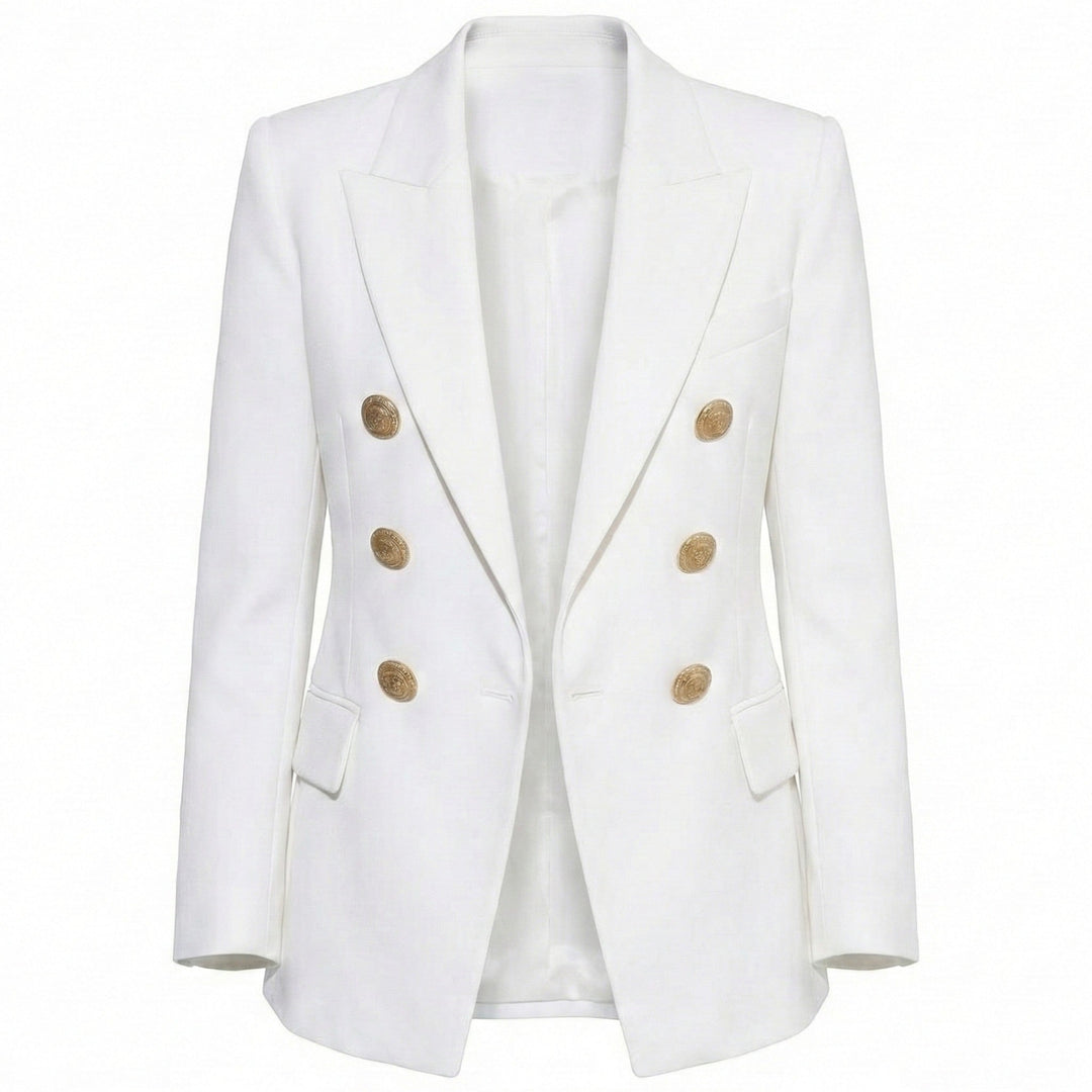 Double-Button Blazer with Gold Button Detail