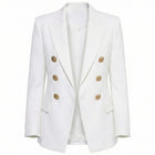 Double-Button Blazer with Gold Button Detail