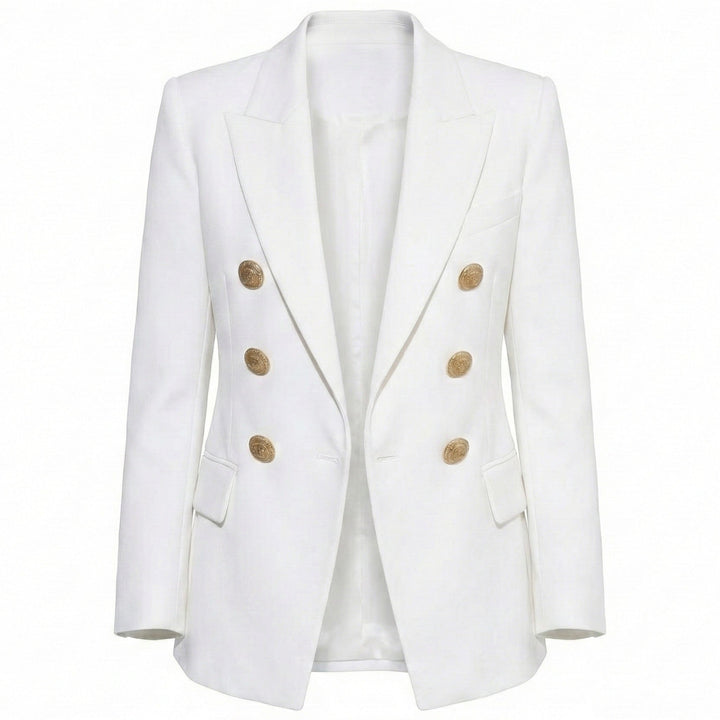 Double-Button Blazer with Gold Button Detail