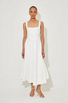 MILENA – High Waist Square Neck Sleeveless Fit and Flare Midi Dress