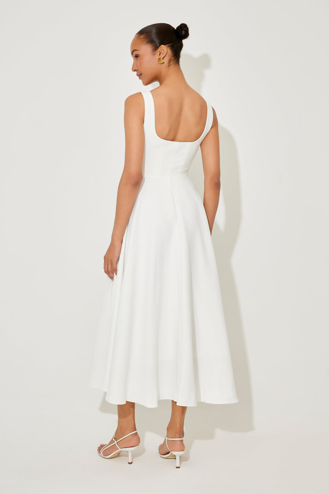 MILENA – High Waist Square Neck Sleeveless Fit and Flare Midi Dress
