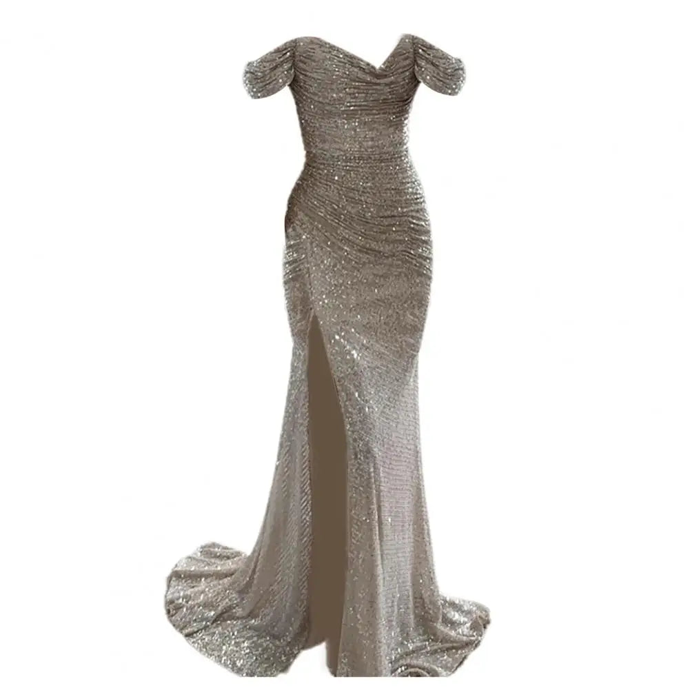 Elegancia Evening Dress | Maxi Dress with Sequins, V-Neck and Alluring Split
