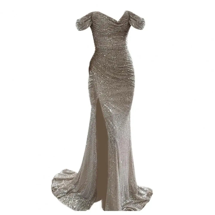 Elegancia Evening Dress | Maxi Dress with Sequins, V-Neck and Alluring Split