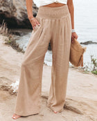 Linda - Women's Wide Leg Linen Palazzo Pants High Waist