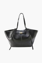 Everyday Leather Tote Bag with Front Closure Detail