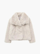 Faux Fur Coat with Wide Lapel Collar