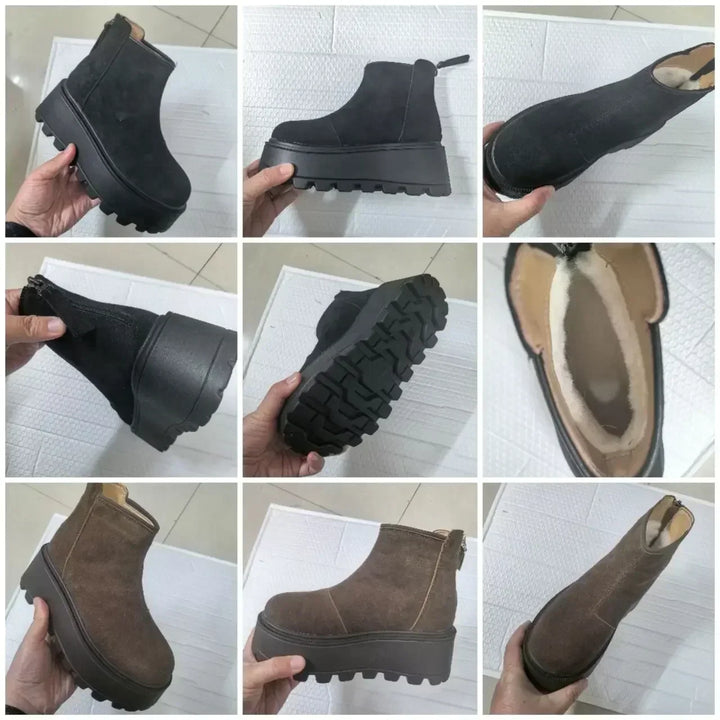 Boots Women - Suede Chelsea Boots with Platform Sole