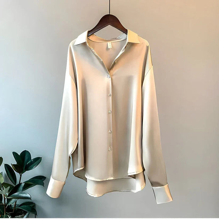 Dorothy - Satin Oversized Long Sleeve Button-Down Shirt