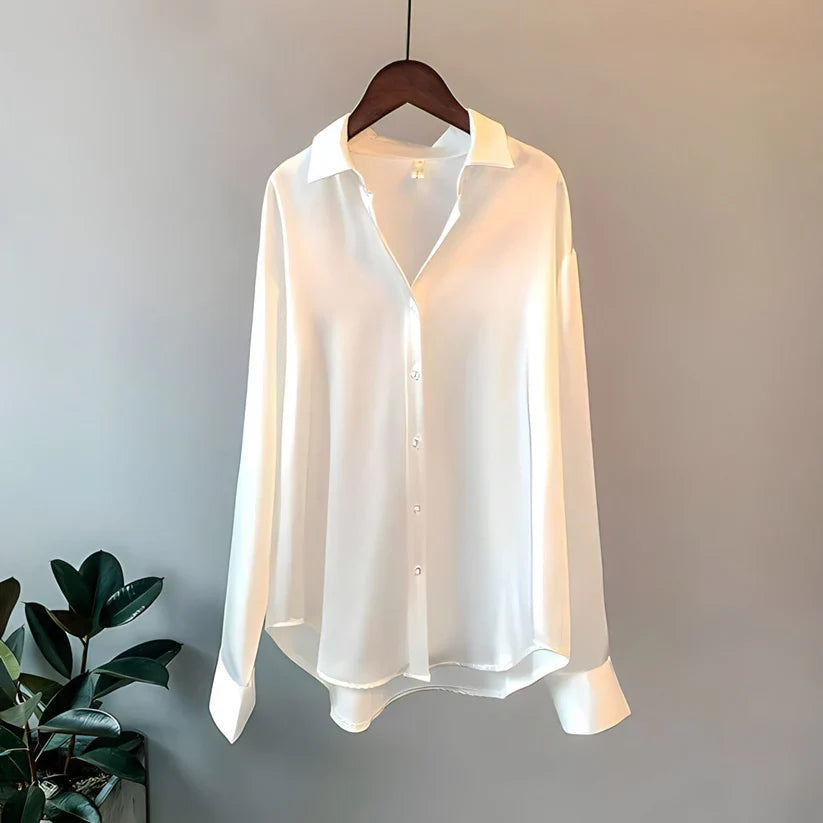Dorothy - Satin Oversized Long Sleeve Button-Down Shirt
