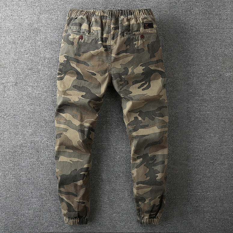 Ethan | Camouflage Print Men’s Cargo Trousers With Elastic Waist