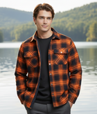 Warm quilted check shirt jacket for men