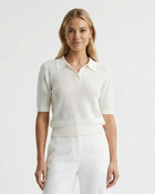 Women's Polo Collar Knit Top – Short Sleeve Relaxed Fit