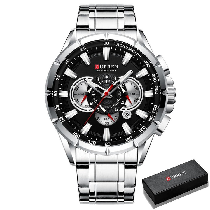 Curren 3 Dial Chronograph Luxury Wristwatch
