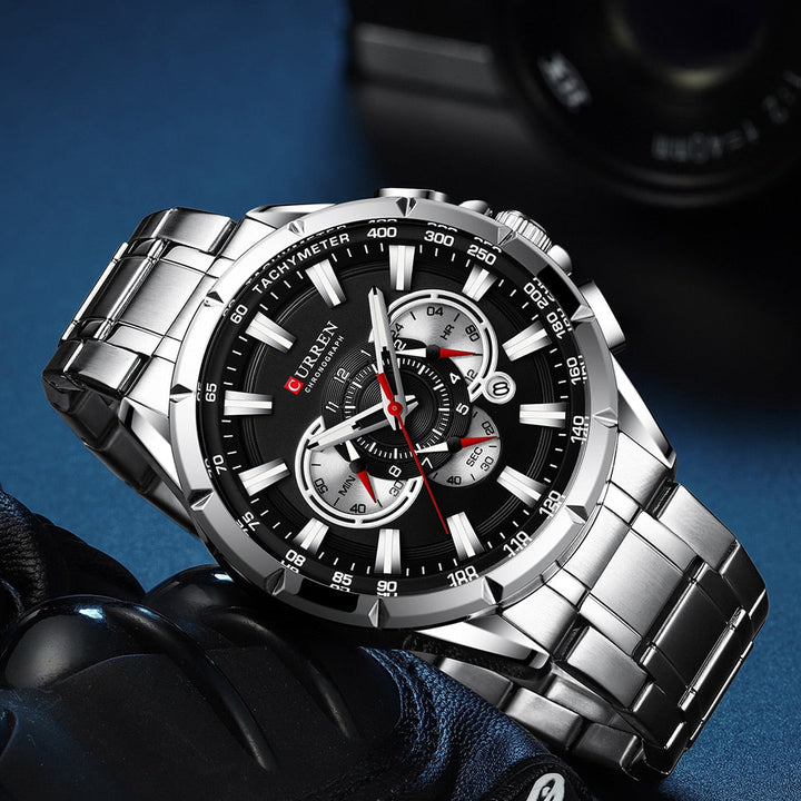 Curren 3 Dial Chronograph Luxury Wristwatch