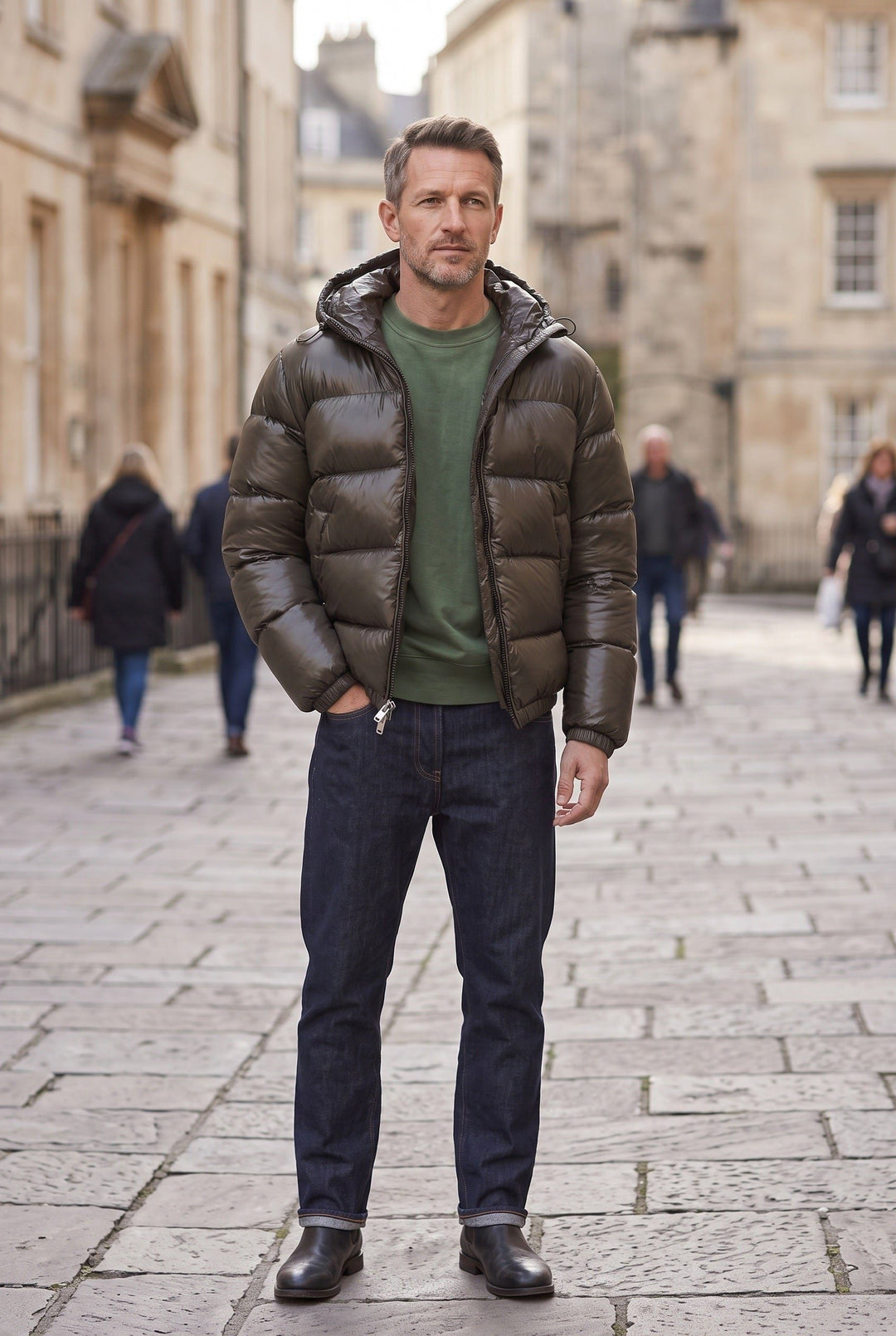 Jacket Men - Hooded Puffer Jacket with Full Zip