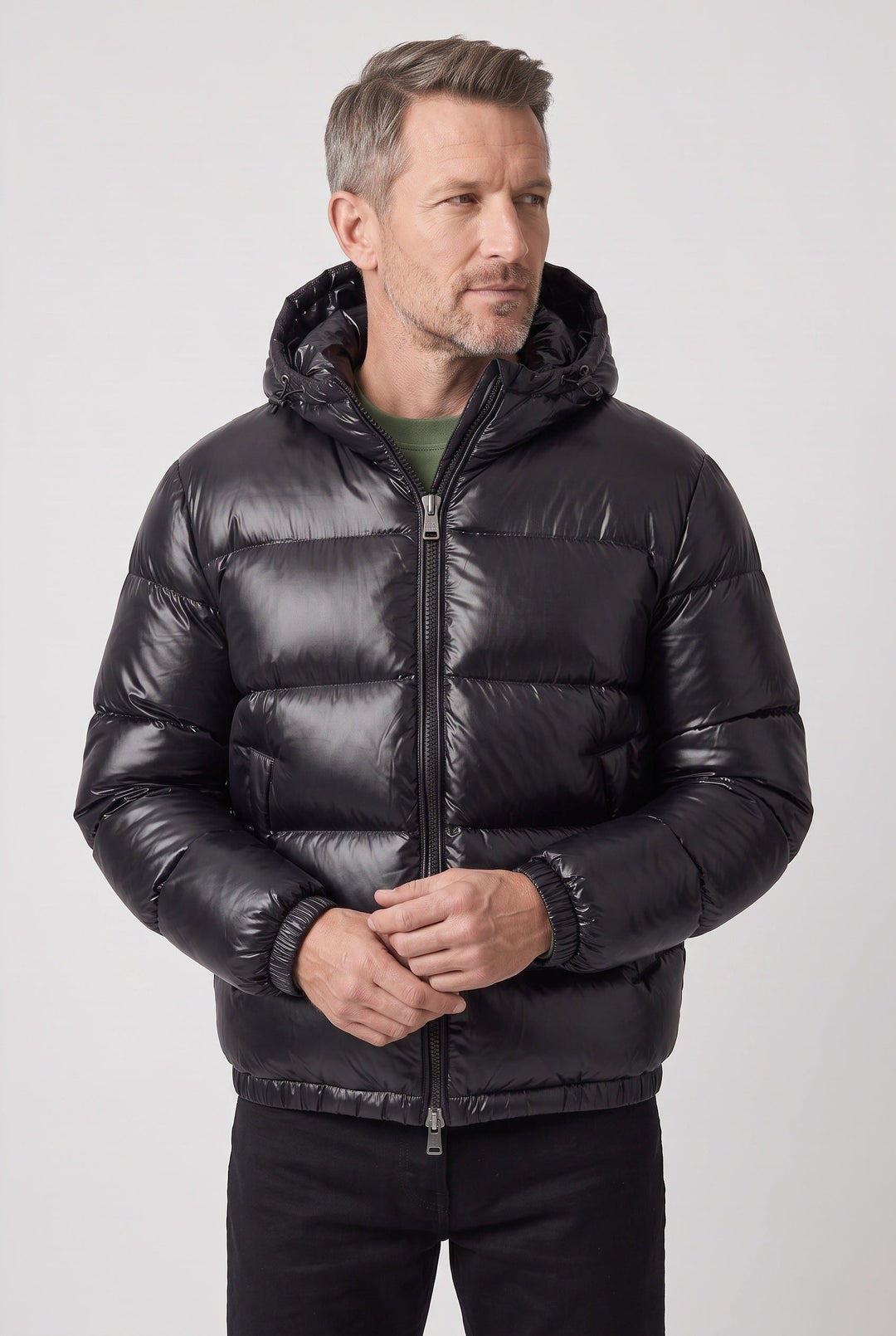 Jacket Men - Hooded Puffer Jacket with Full Zip