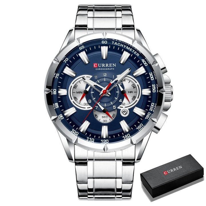 Curren 3 Dial Chronograph Luxury Wristwatch