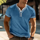 Men’s Short-Sleeve Contrast Henley Shirt