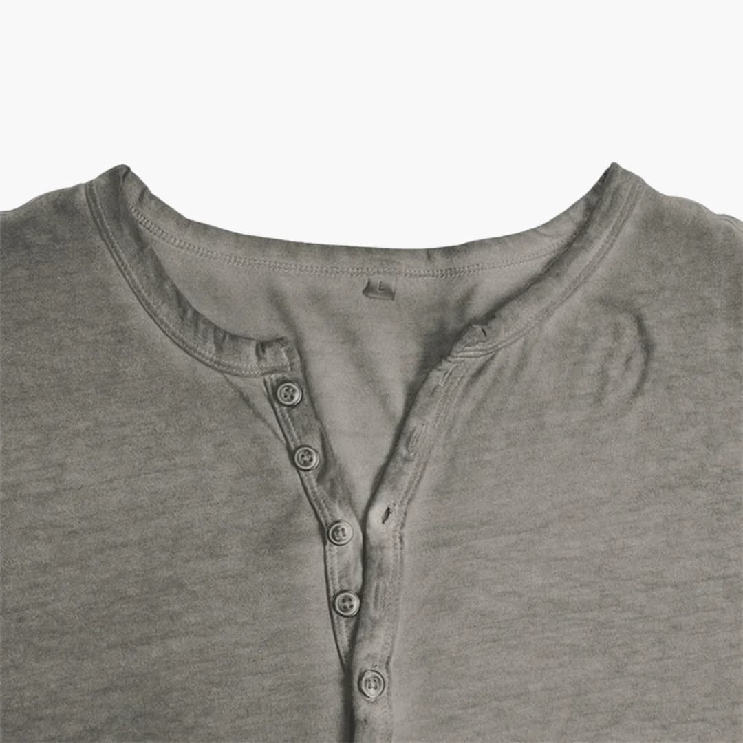 Henley Shirt for Men with Button Placket and Long Sleeves