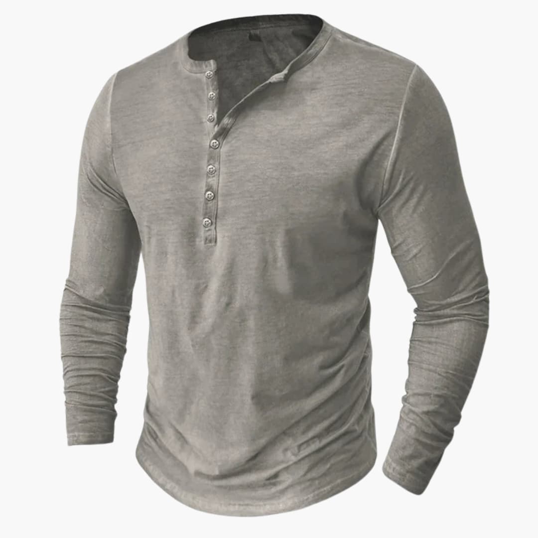 Henley Shirt for Men with Button Placket and Long Sleeves