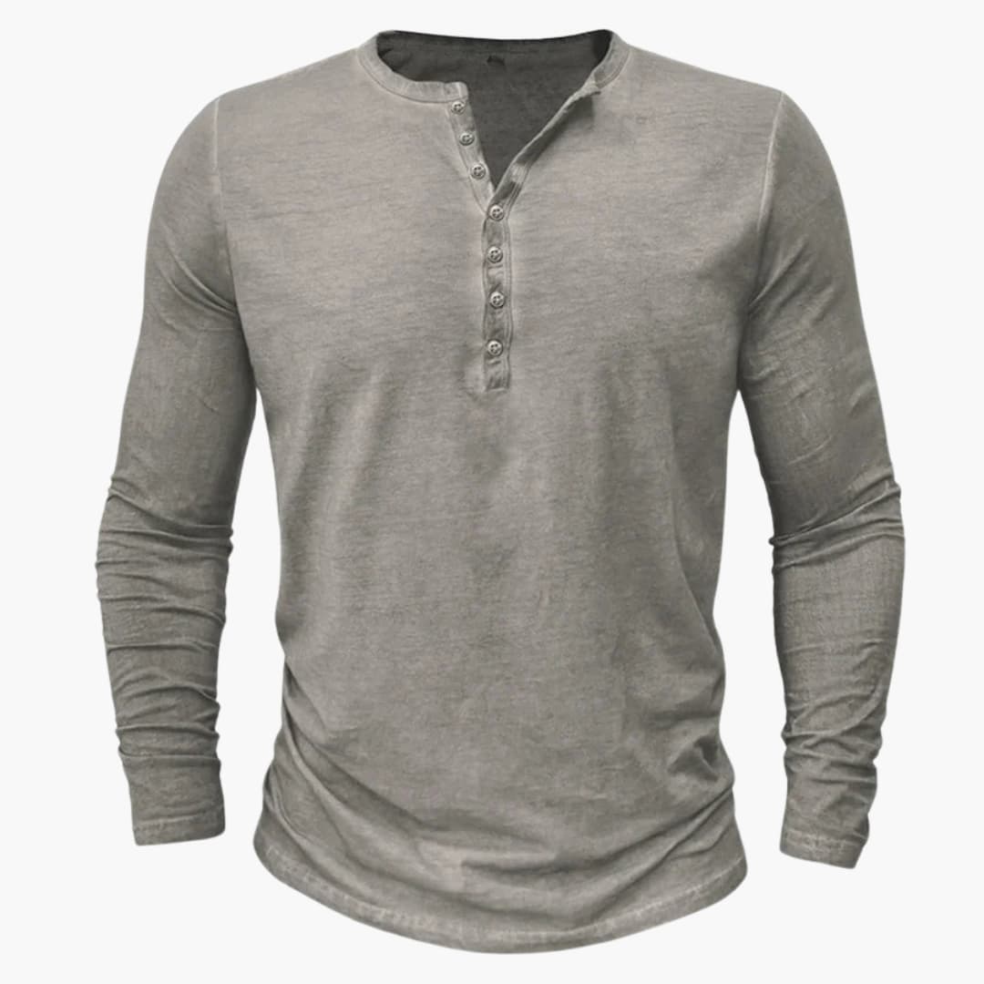 Henley Shirt for Men with Button Placket and Long Sleeves