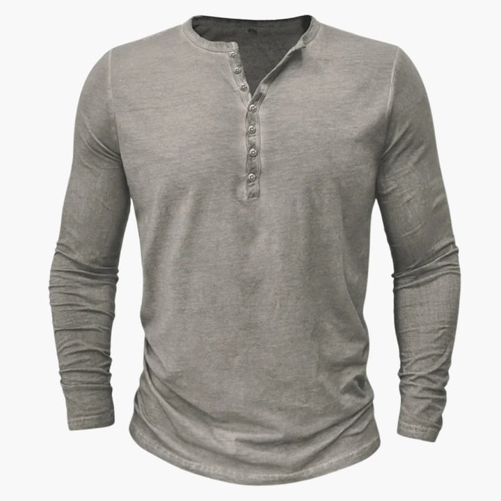 Henley Shirt for Men with Button Placket and Long Sleeves