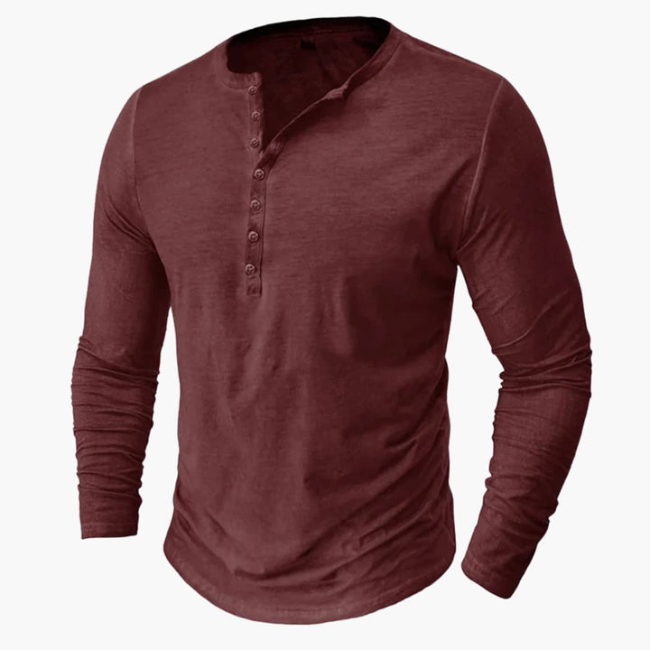 Henley Shirt for Men with Button Placket and Long Sleeves