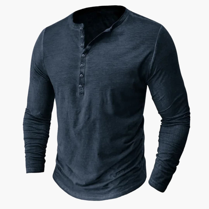 Henley Shirt for Men with Button Placket and Long Sleeves