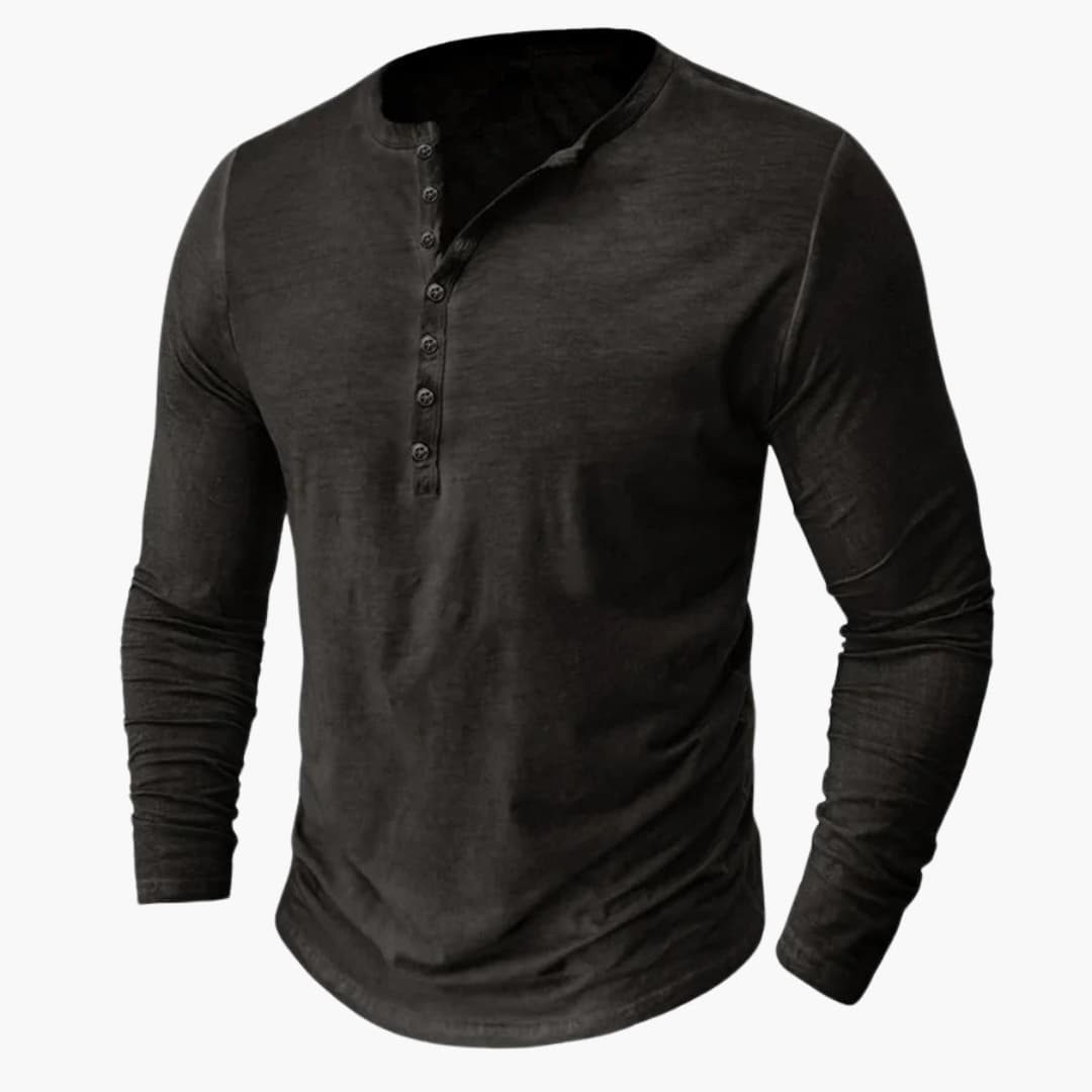Henley Shirt for Men with Button Placket and Long Sleeves