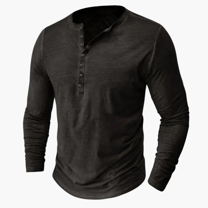 Henley Shirt for Men with Button Placket and Long Sleeves