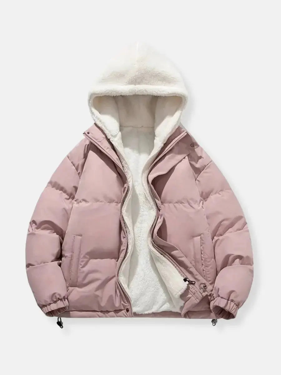 Hooded Quilted Winter Jacket with Plush Lining