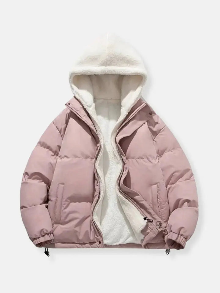 Hooded Quilted Winter Jacket with Plush Lining