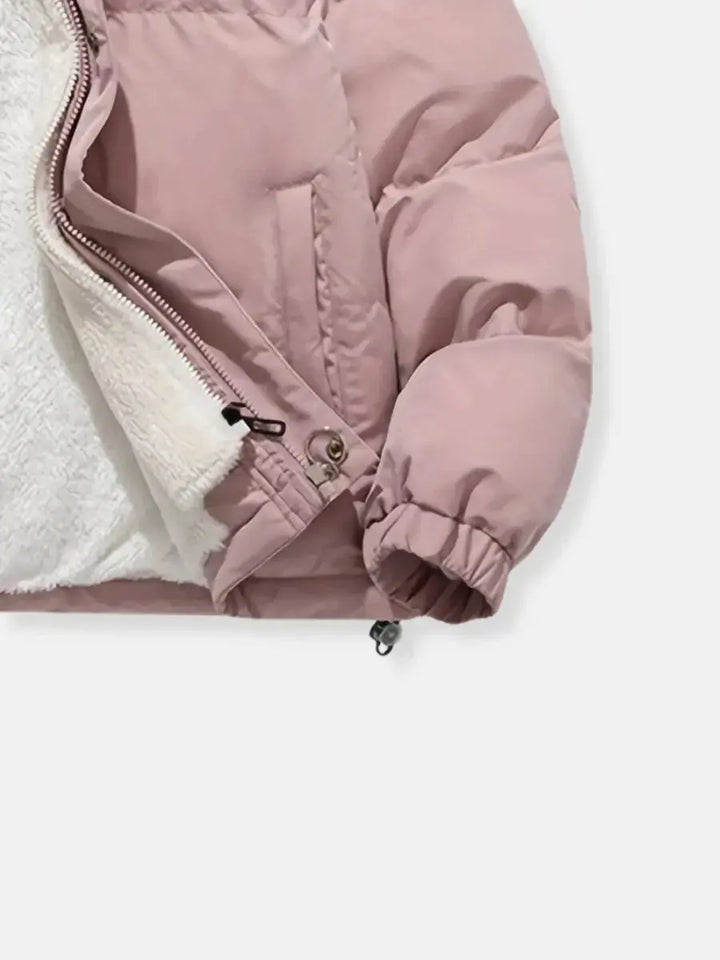 Hooded Quilted Winter Jacket with Plush Lining