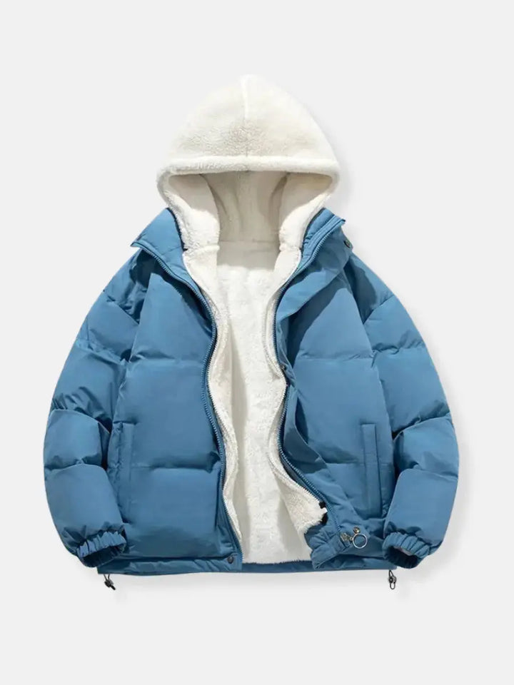 Hooded Quilted Winter Jacket with Plush Lining