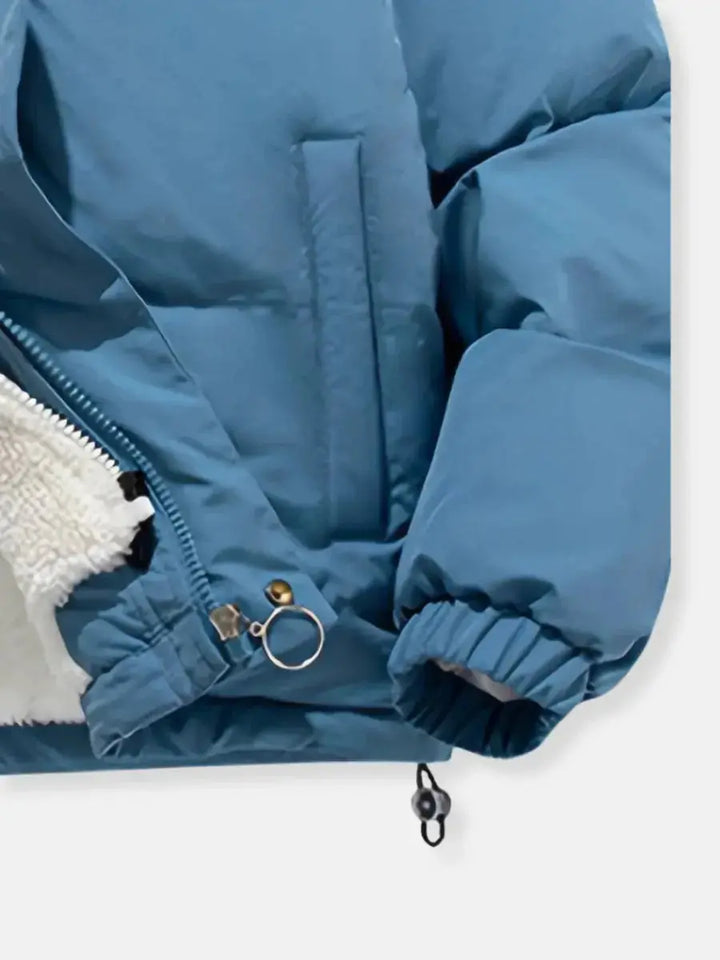 Hooded Quilted Winter Jacket with Plush Lining