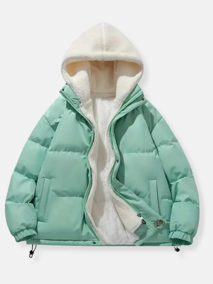 Hooded Quilted Winter Jacket with Plush Lining
