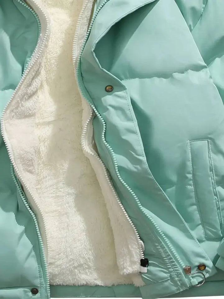 Hooded Quilted Winter Jacket with Plush Lining