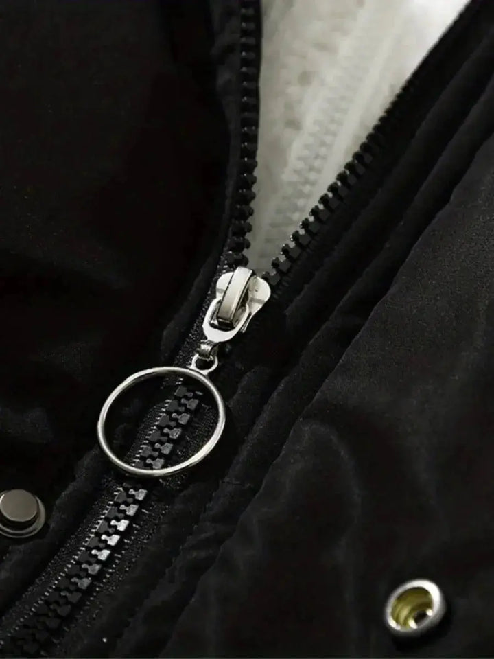 Hooded Quilted Winter Jacket with Plush Lining