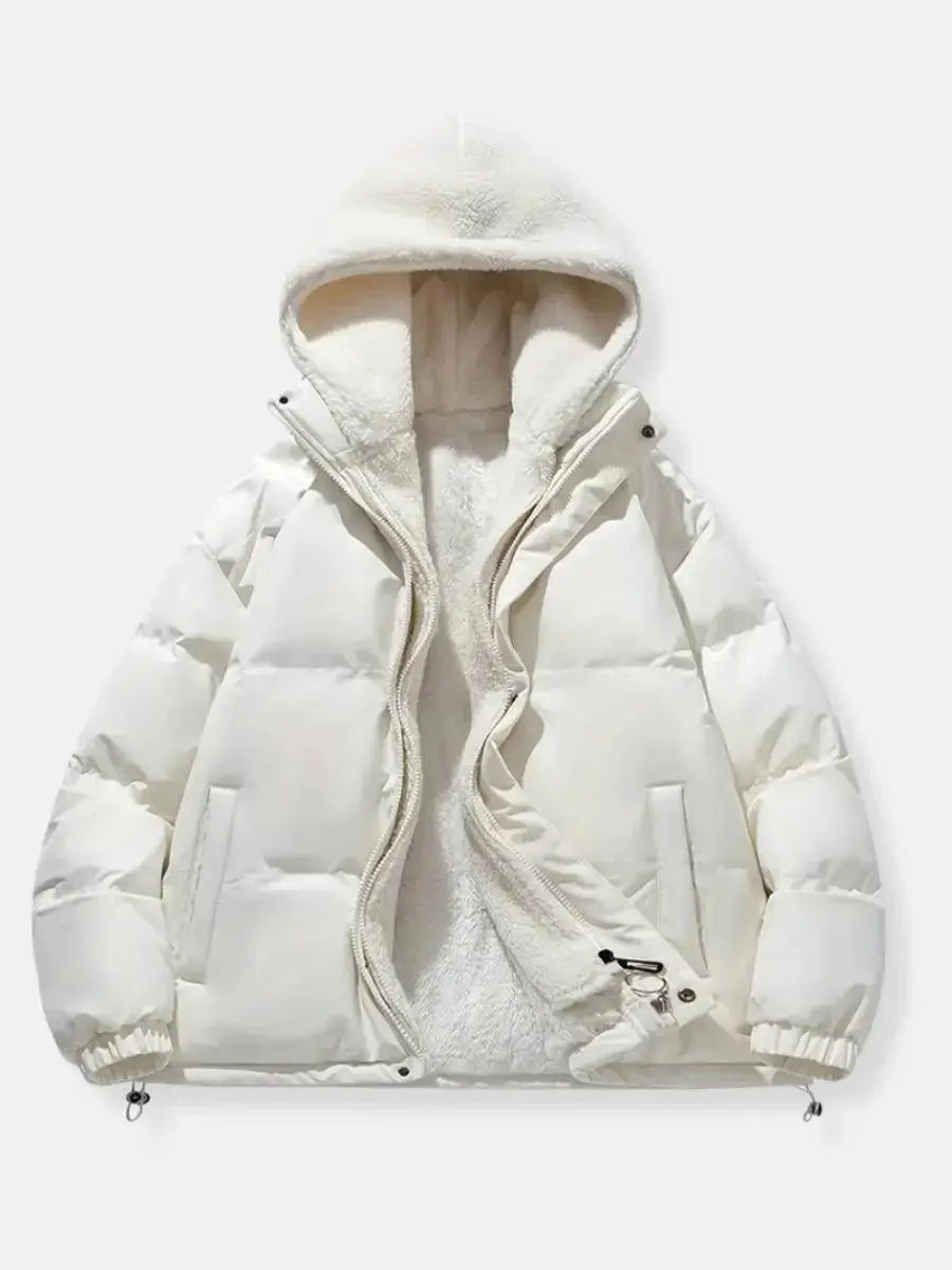 Hooded Quilted Winter Jacket with Plush Lining