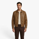 Men's Leather Jacket with Collar