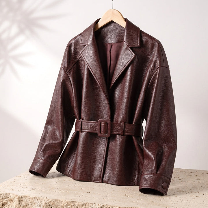 Coat for women with belt and long sleeves