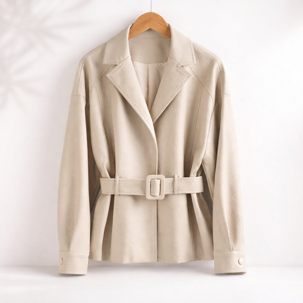 Coat for women with belt and long sleeves