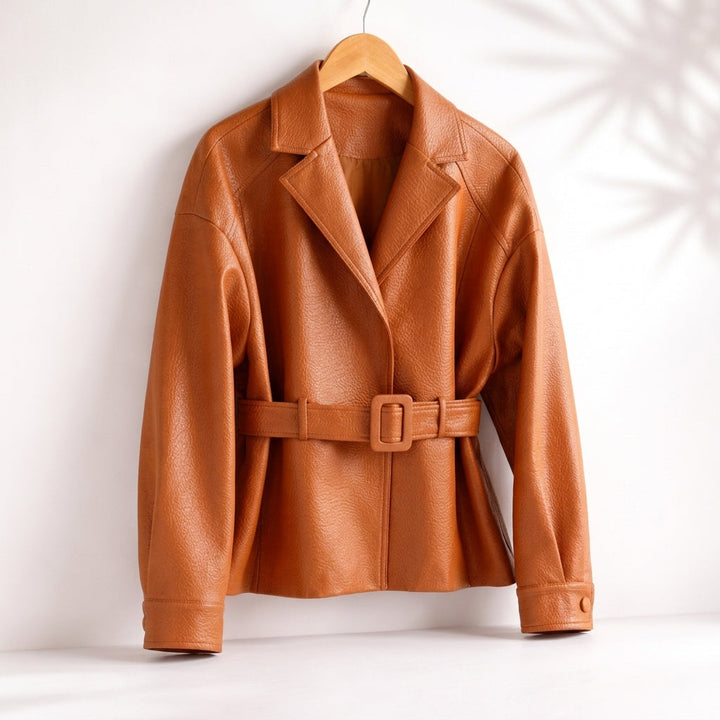 Coat for women with belt and long sleeves