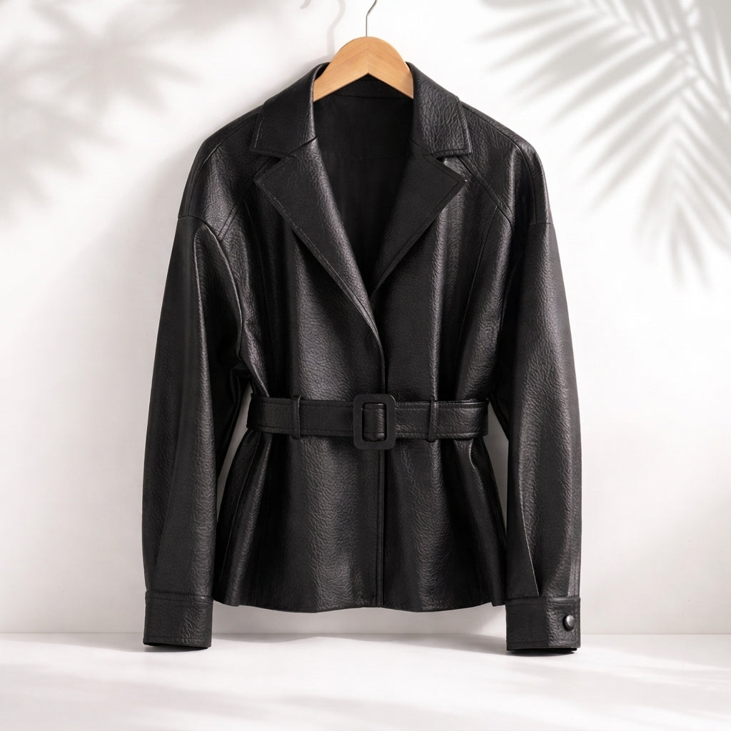 Coat for women with belt and long sleeves