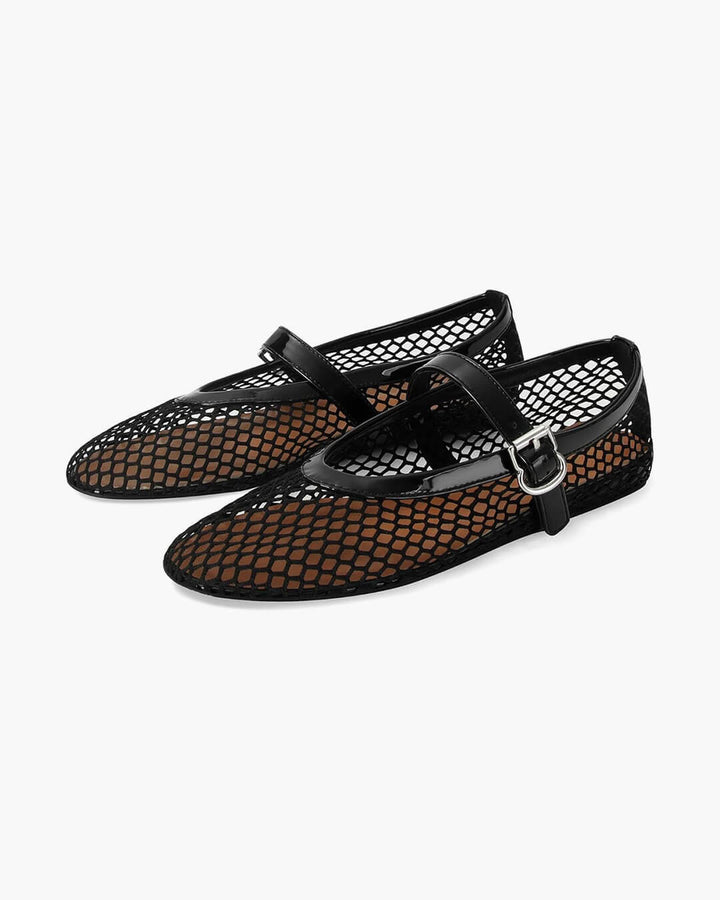 Ballerinas Women - Breathable Mesh Flats with Ankle Strap