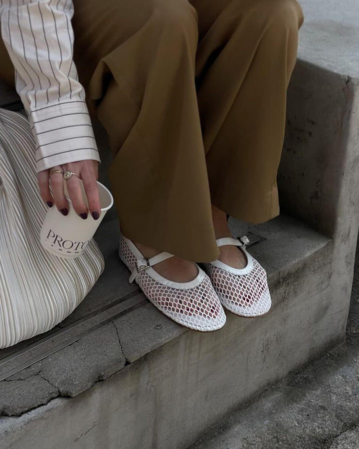 Ballerinas Women - Breathable Mesh Flats with Ankle Strap