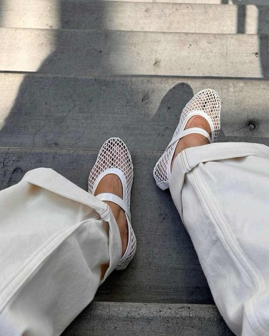 Ballerinas Women - Breathable Mesh Flats with Ankle Strap