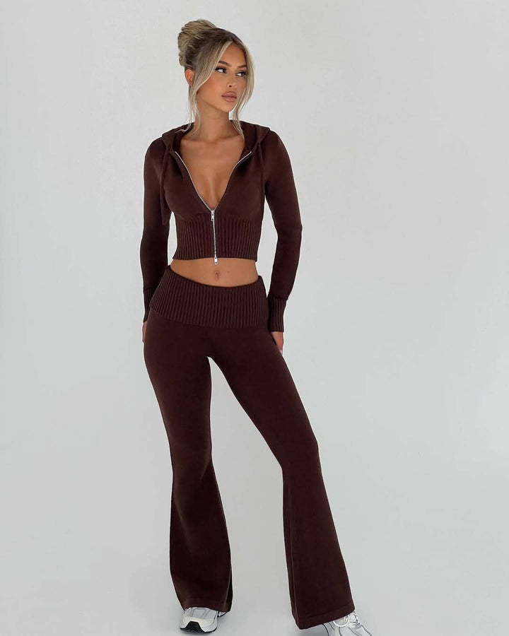 Knit Lounge Co-Ord Set with Zip-Up Hoodie