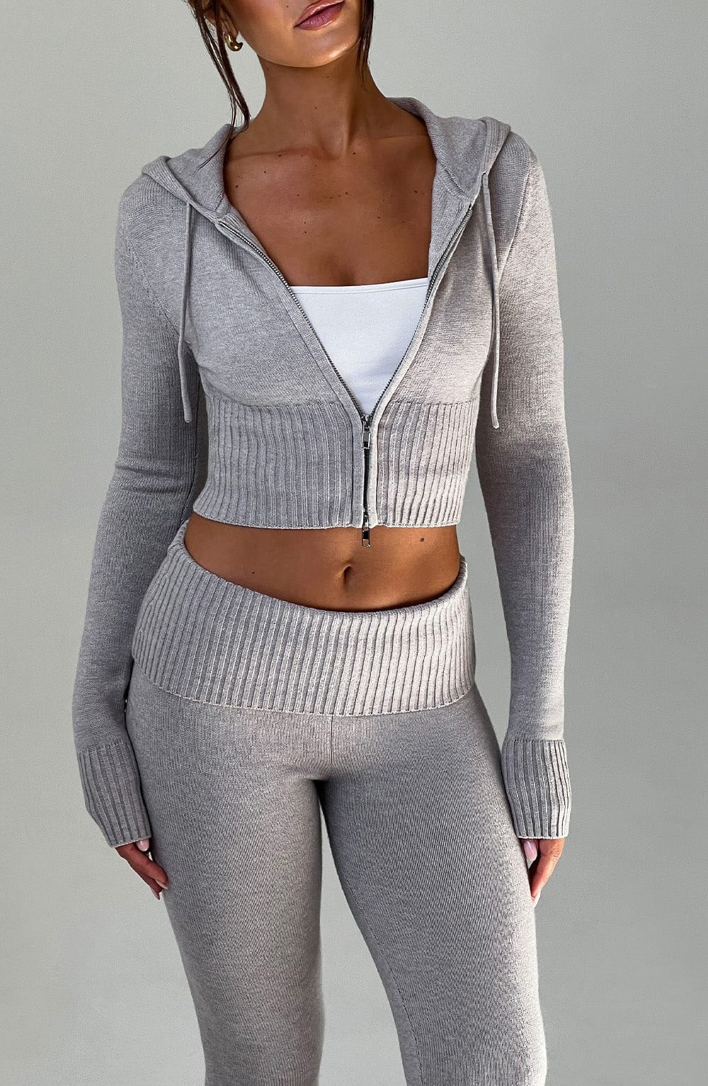 Knit Lounge Co-Ord Set with Zip-Up Hoodie