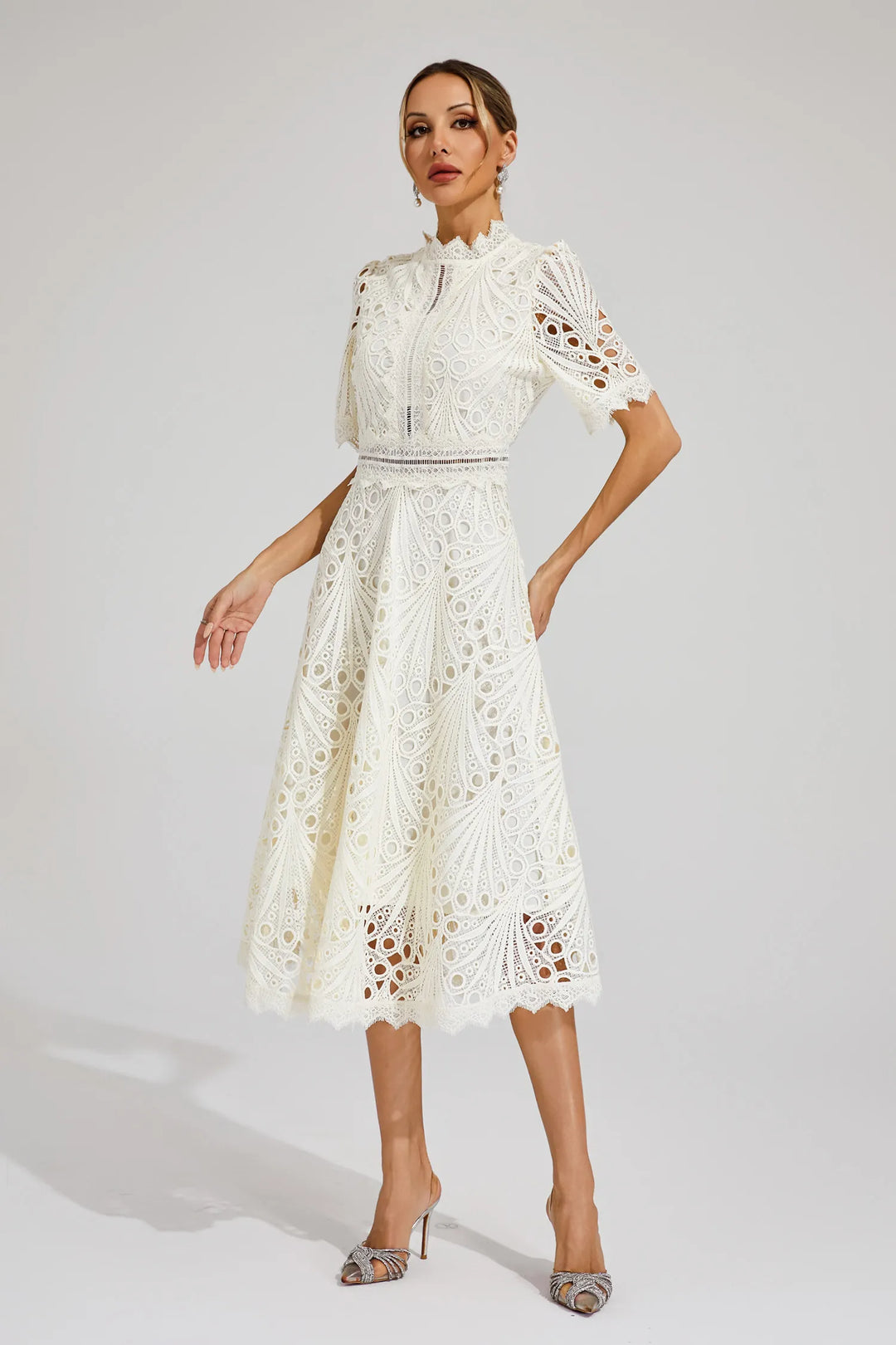 Elegant Lace Midi Dress for Weddings and Special Occasions